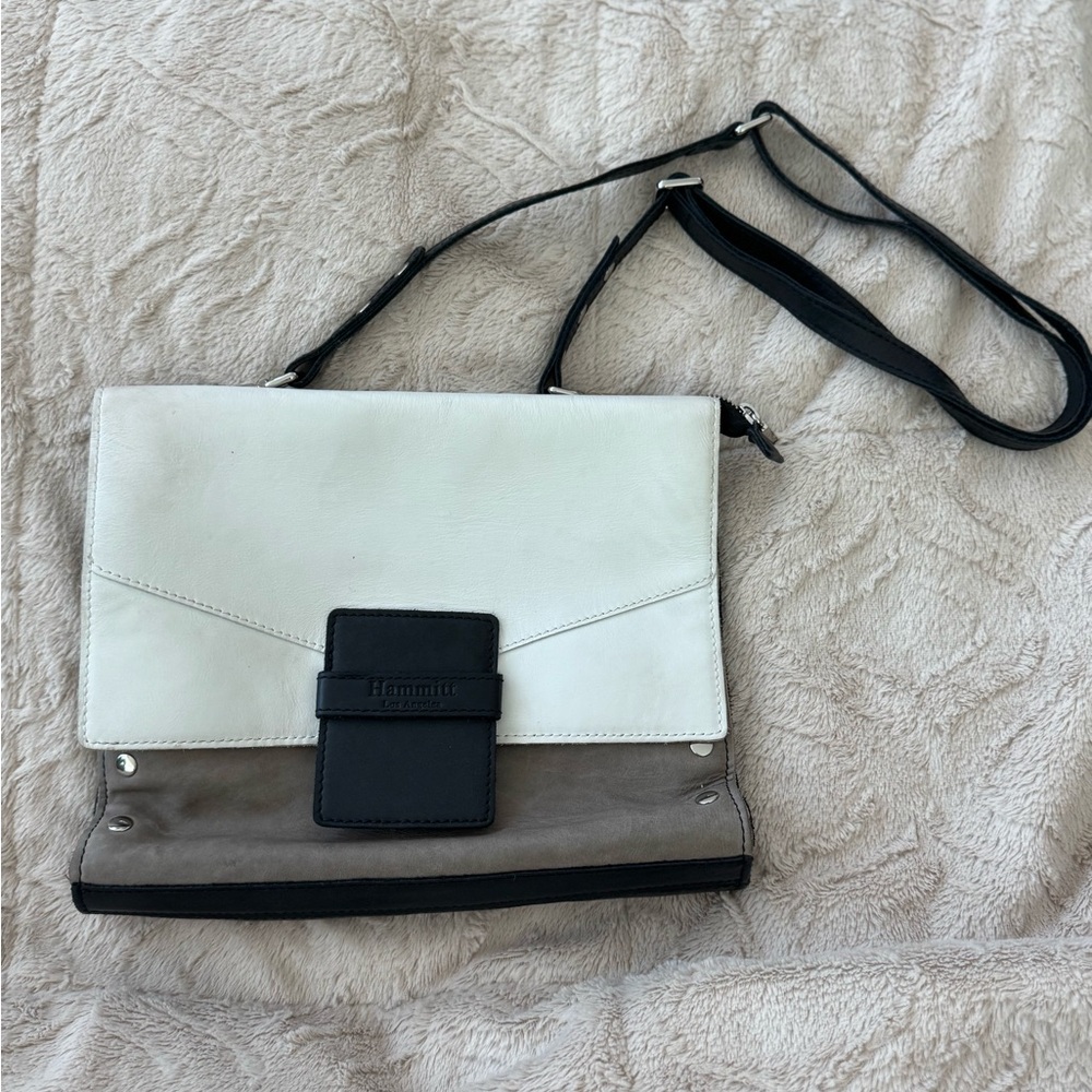 HAMMITT Elegant Black, Cream, and Tan Crossbody Bag
